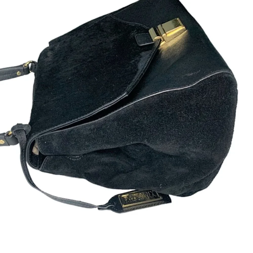 Badgley MISCHKA Black Leather/Calf hair Top Handle Satchel Handbag